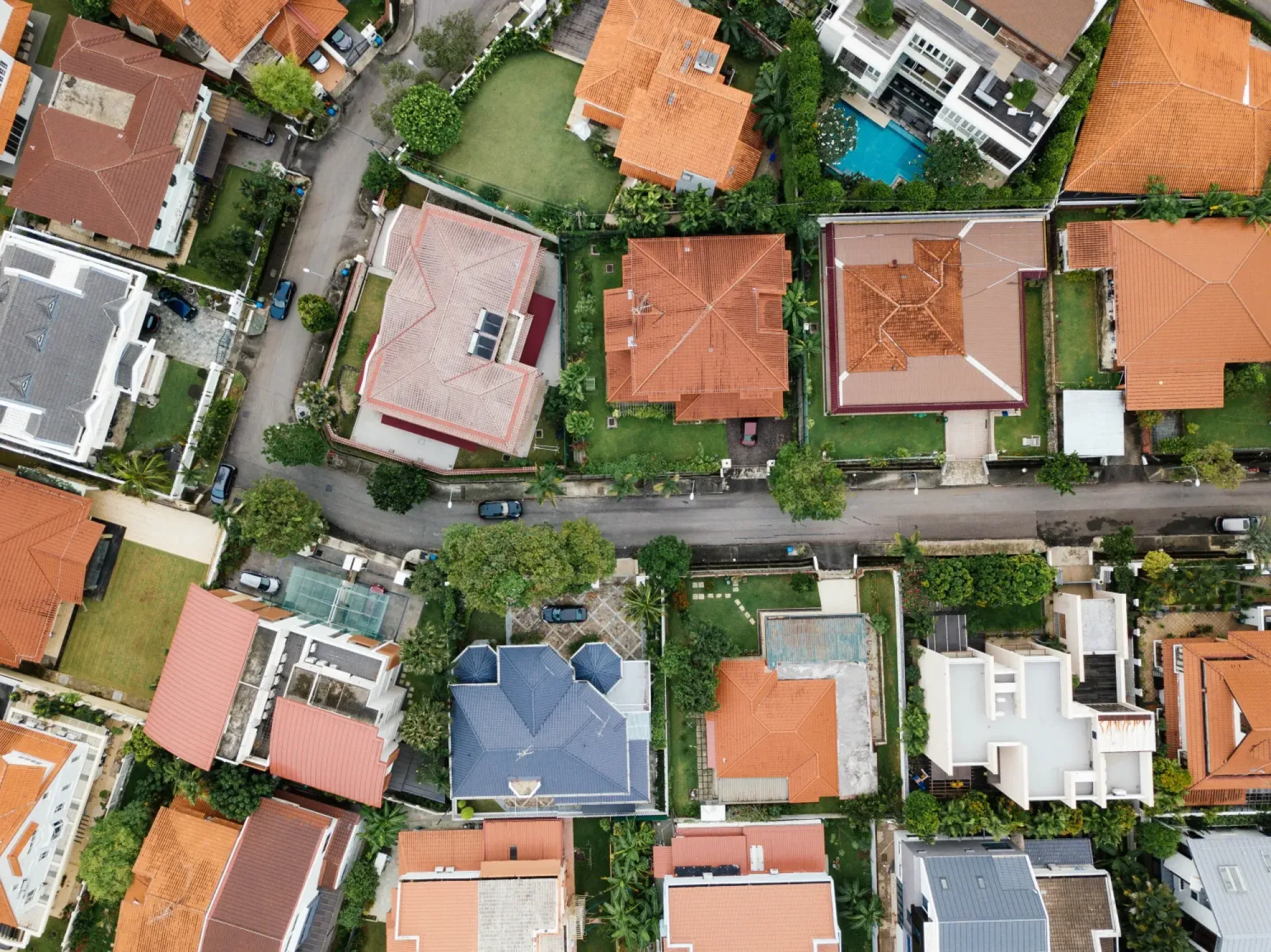 Air view of houses